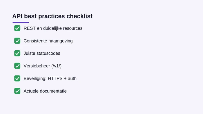 Checklist met API best practices