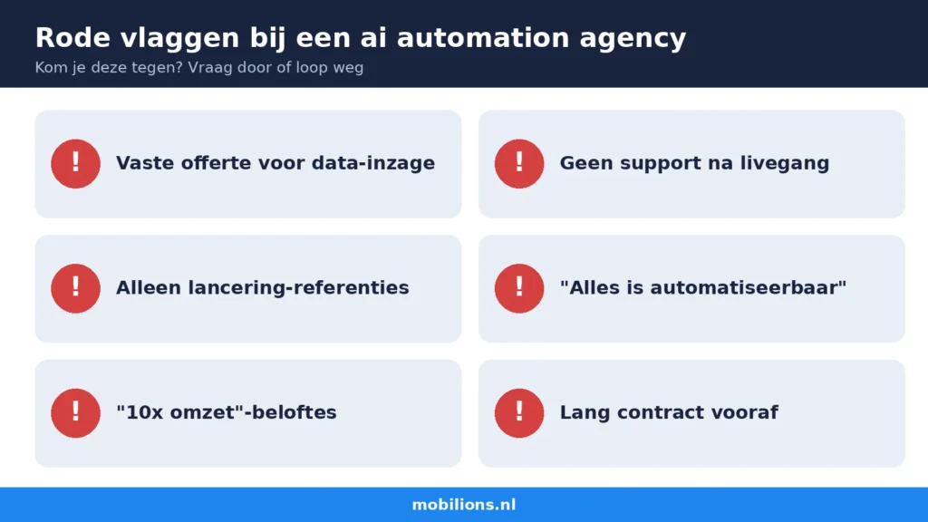 Rode vlaggen bij het kiezen van een ai automation agency